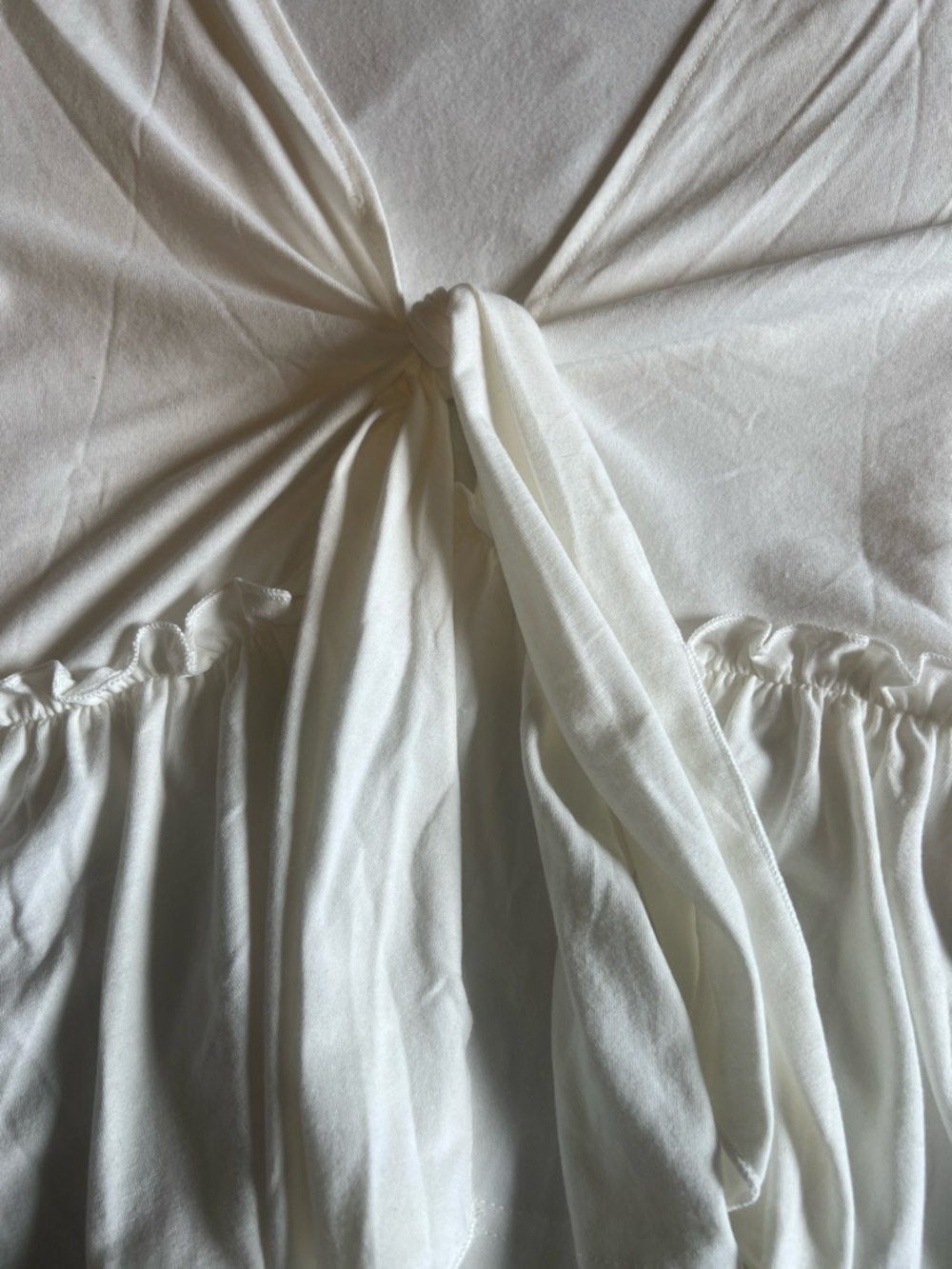 Women's White Tie-Front Peplum Top - Picture 2 of 4